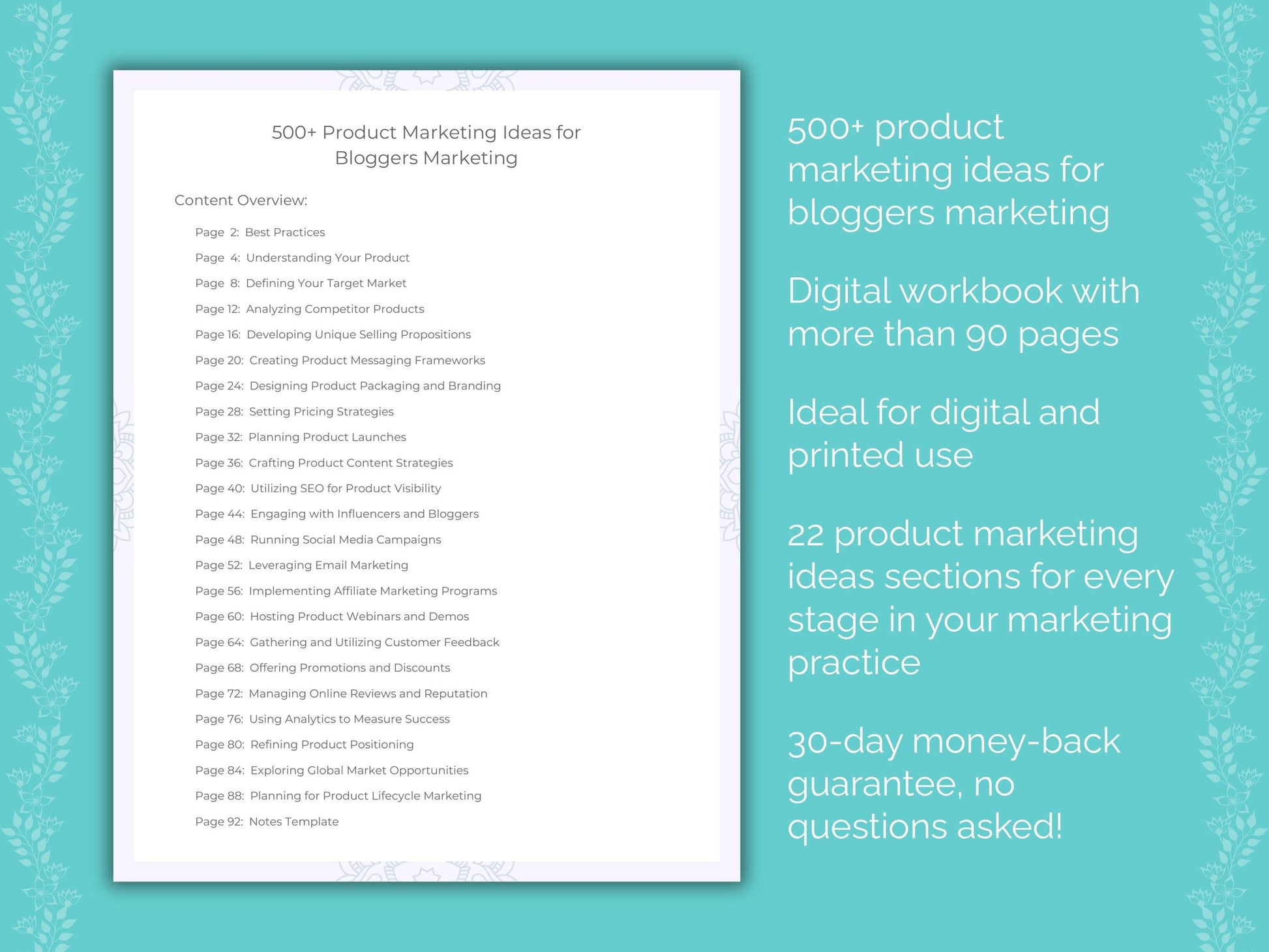 Bloggers Marketing Worksheets