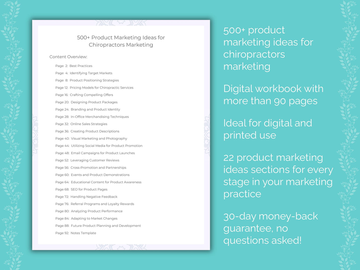 Chiropractors Marketing Worksheets