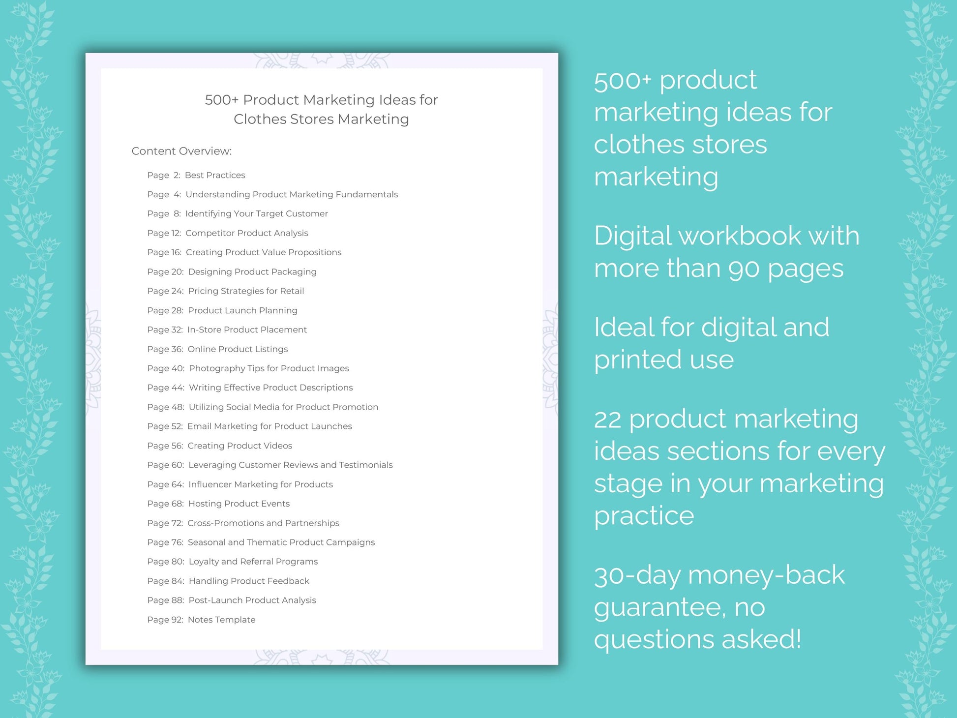 Clothes Stores Marketing Worksheets