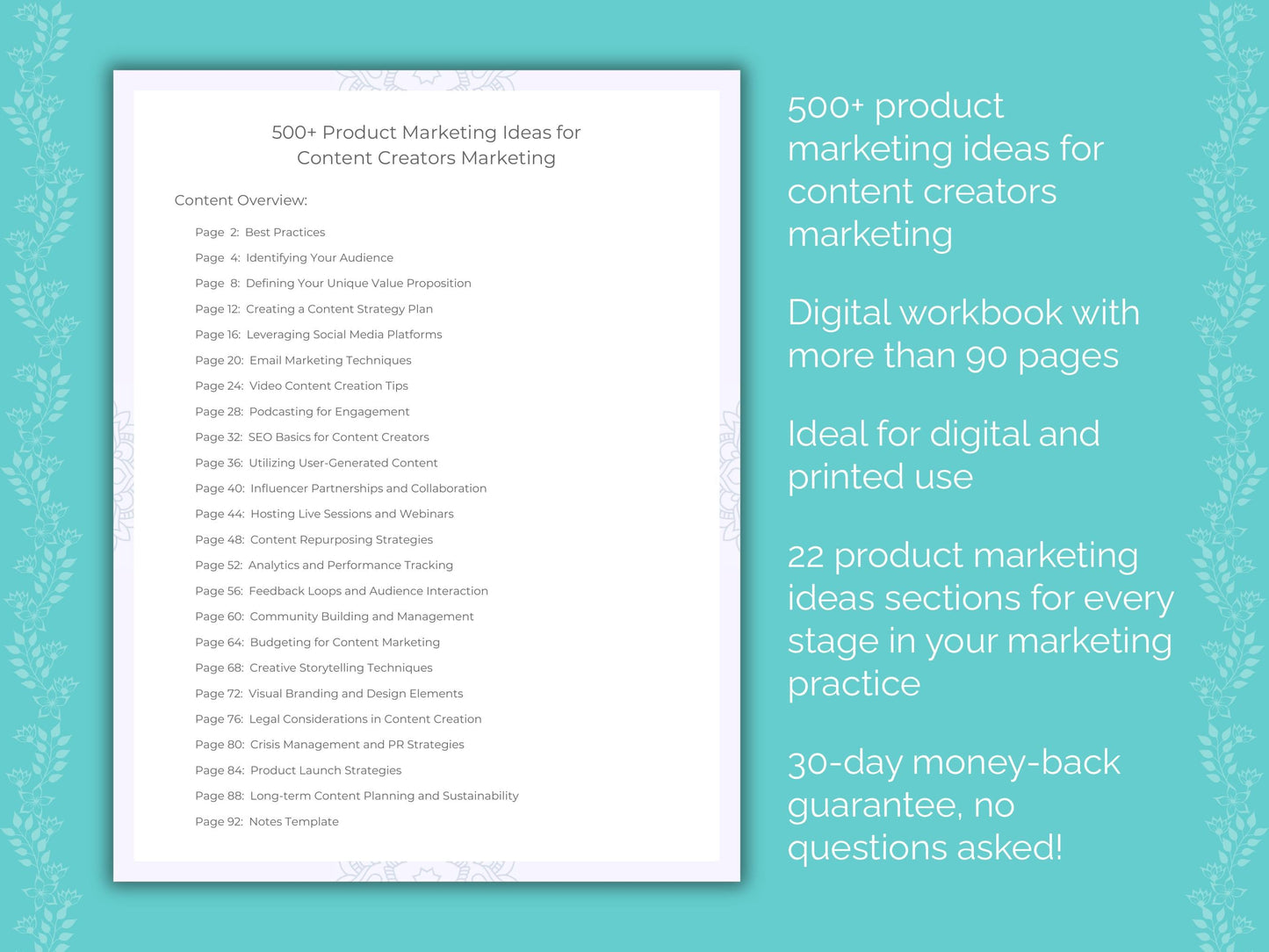 Content Creators Marketing Worksheets