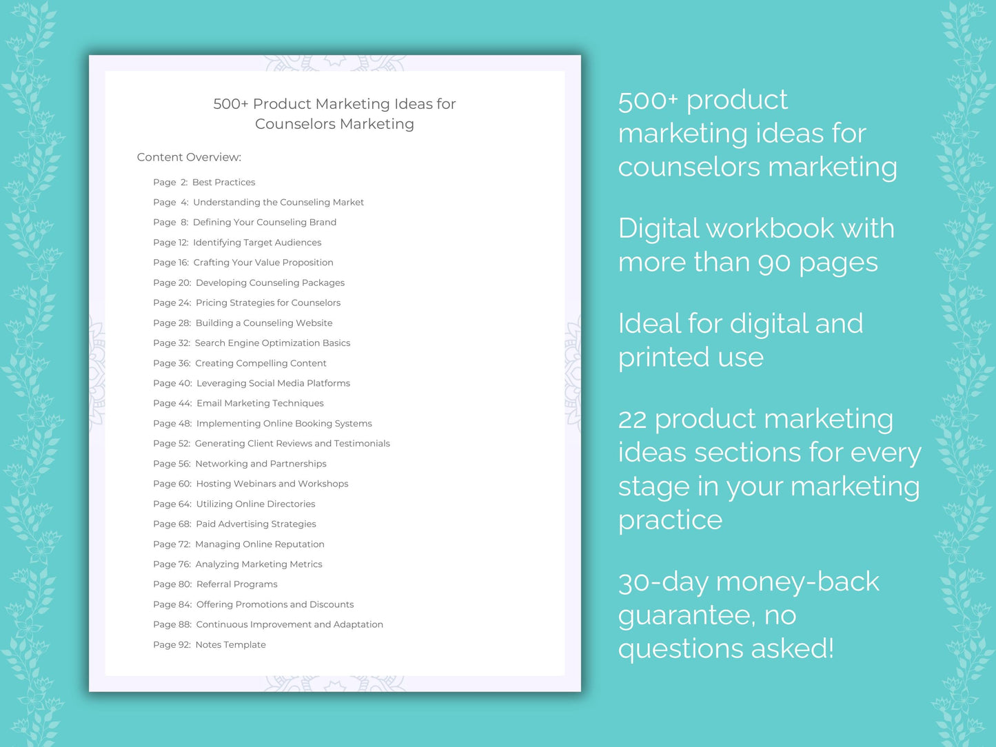 Counselors Marketing Worksheets