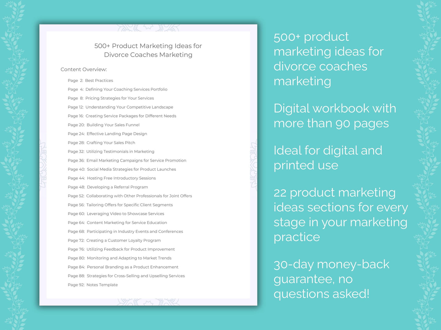 Divorce Coaches Marketing Worksheets