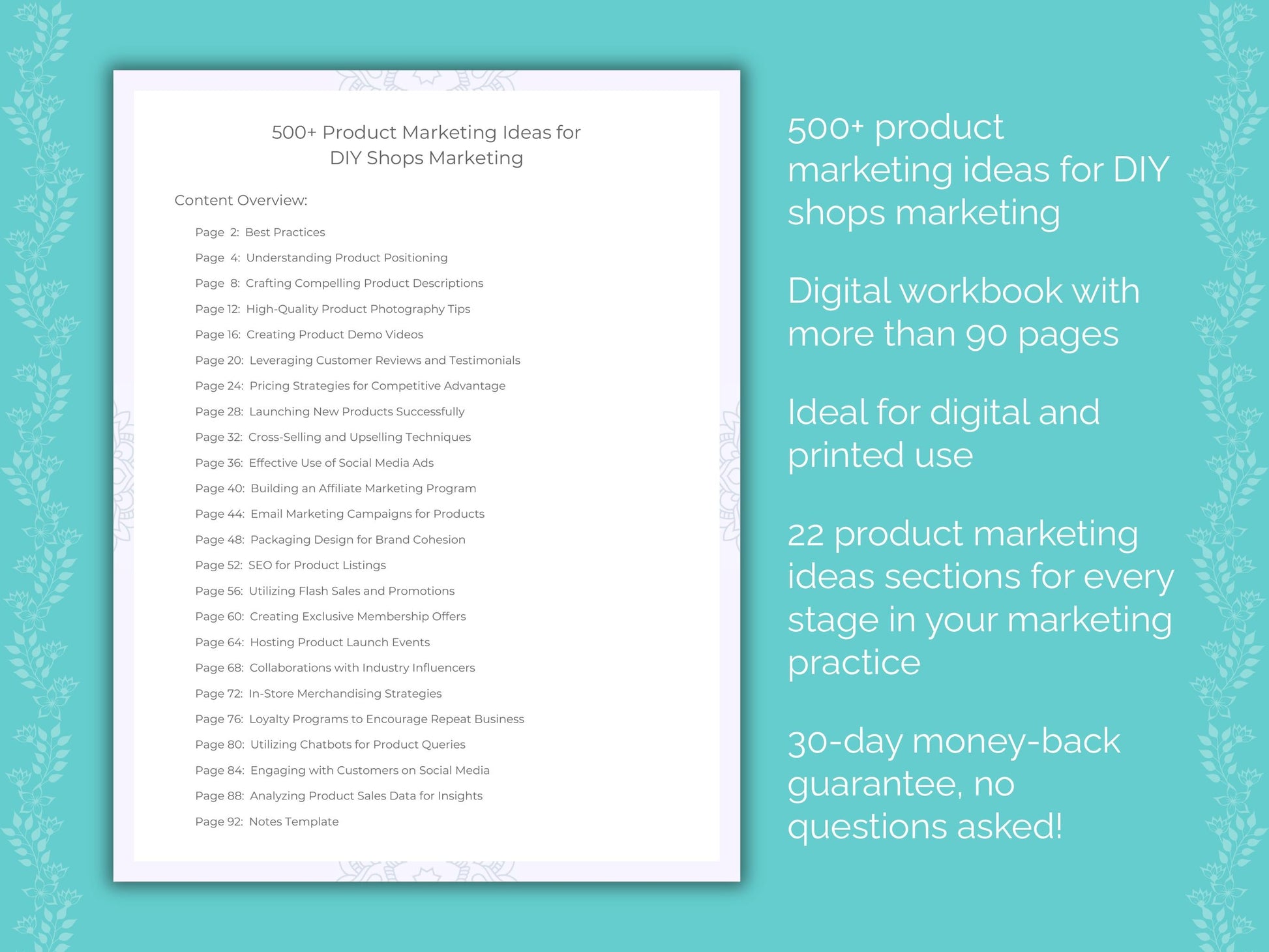 DIY Shops Marketing Worksheets