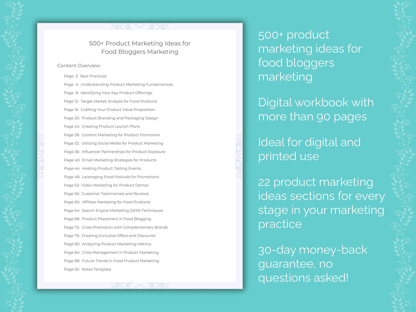 Food Bloggers Marketing Worksheets