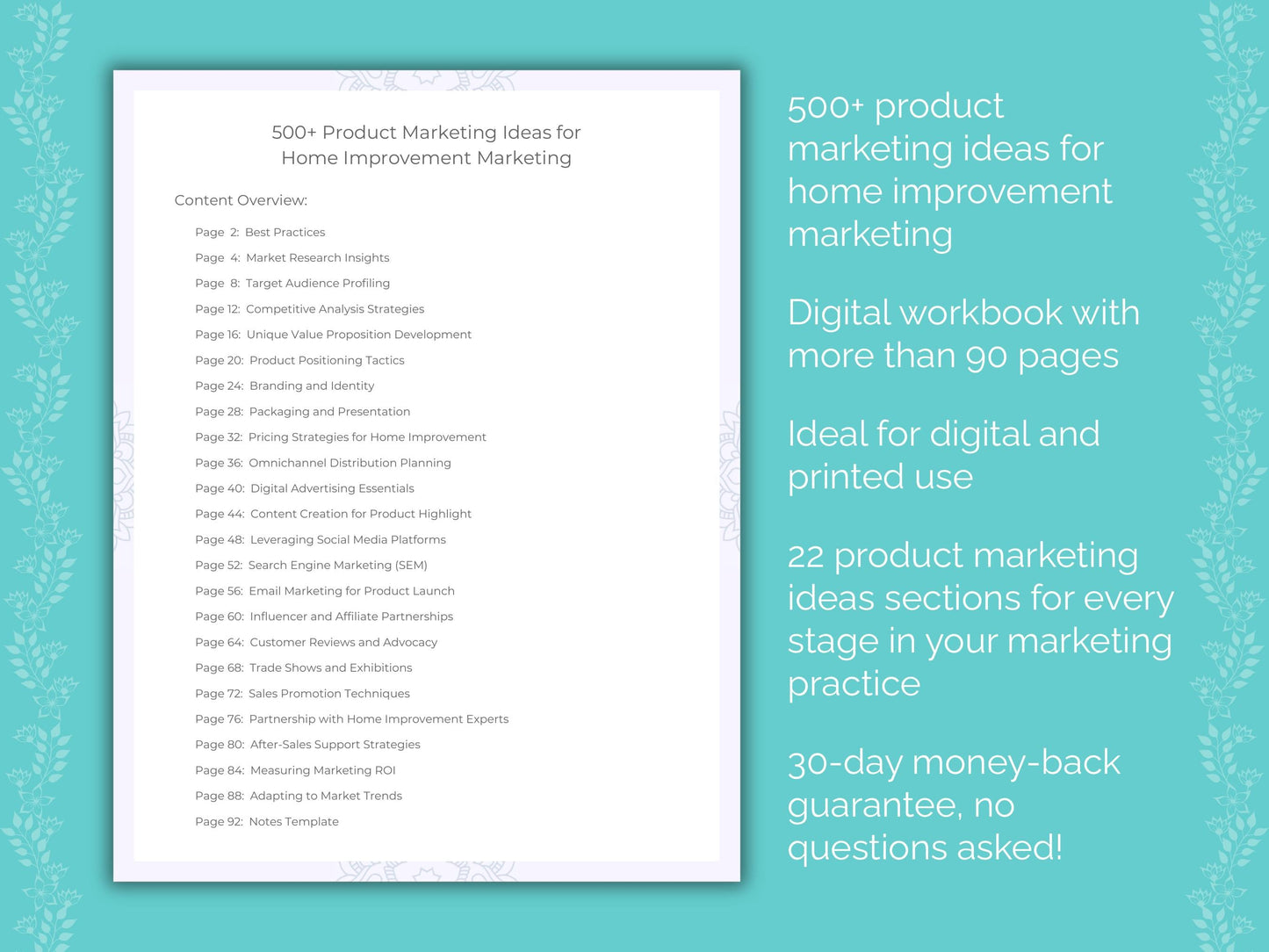 Home Improvement Marketing Worksheets