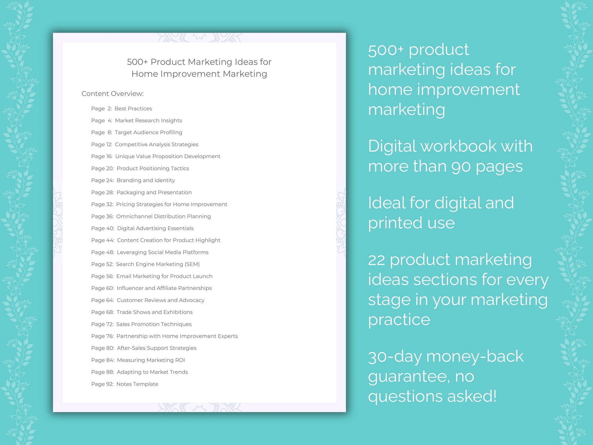 Home Improvement Marketing Worksheets