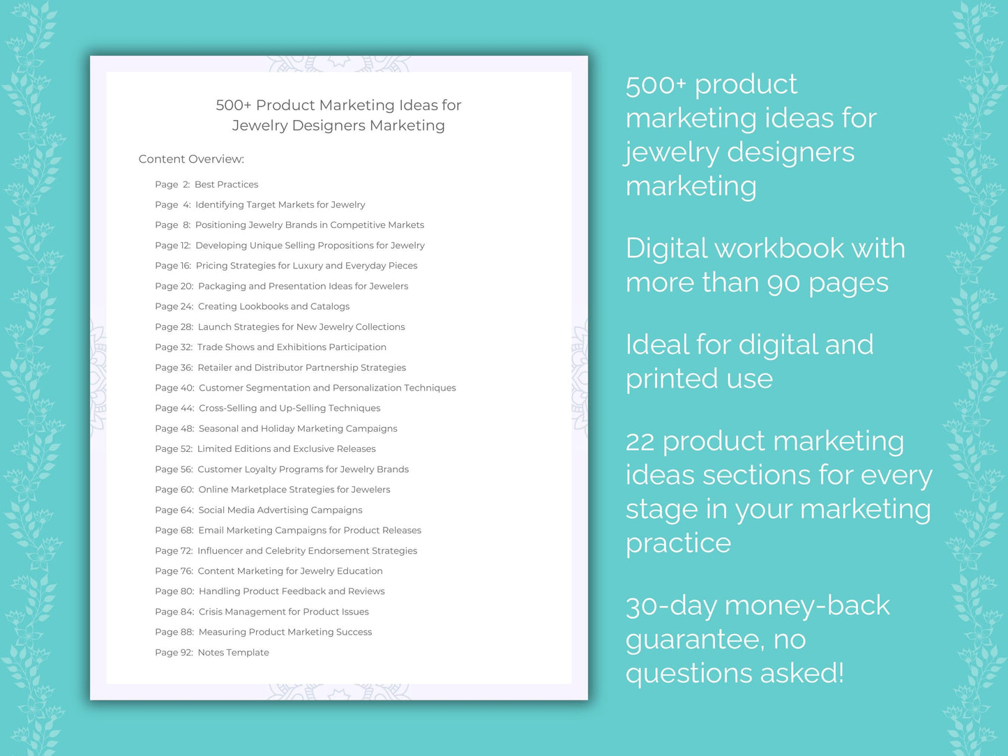 Jewelry Designers Marketing Worksheets