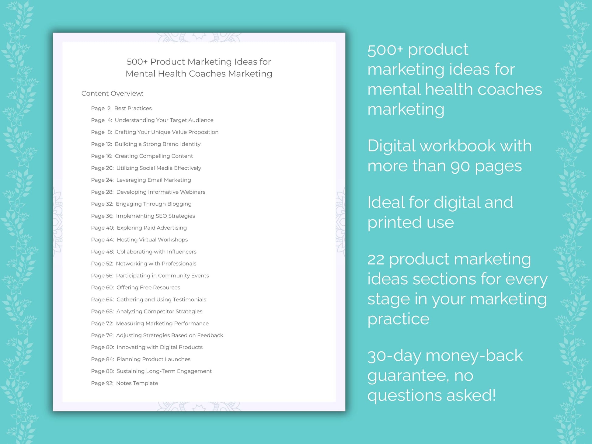 Mental Health Coaches Marketing Worksheets