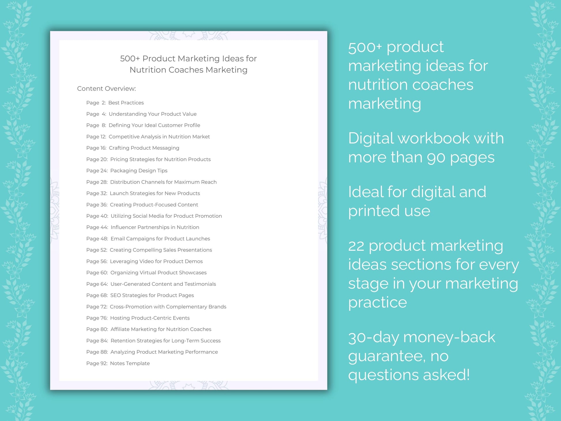 Nutrition Coaches Marketing Worksheets