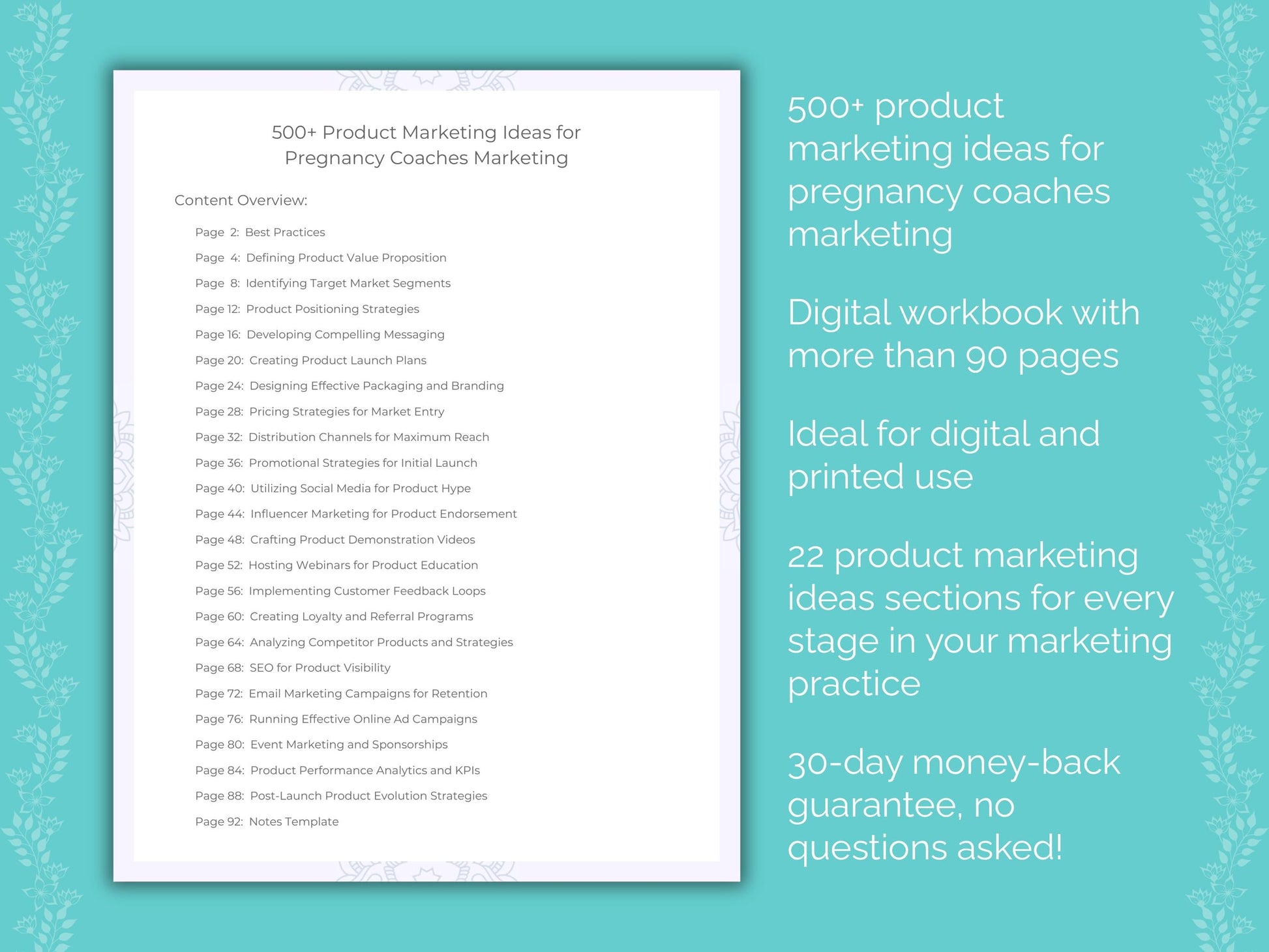 Pregnancy Coaches Marketing Worksheets