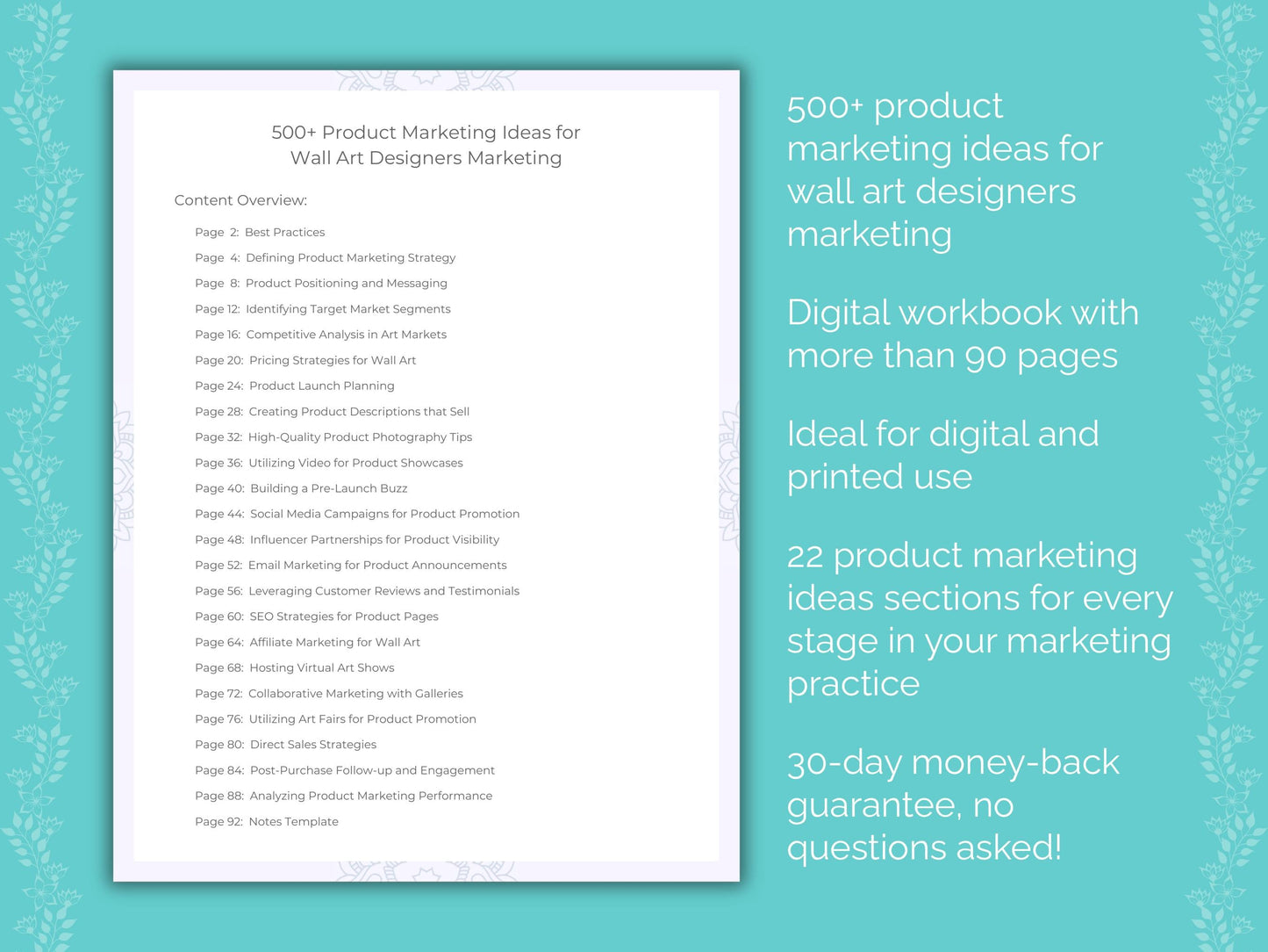 Wall Art Designers Marketing Worksheets