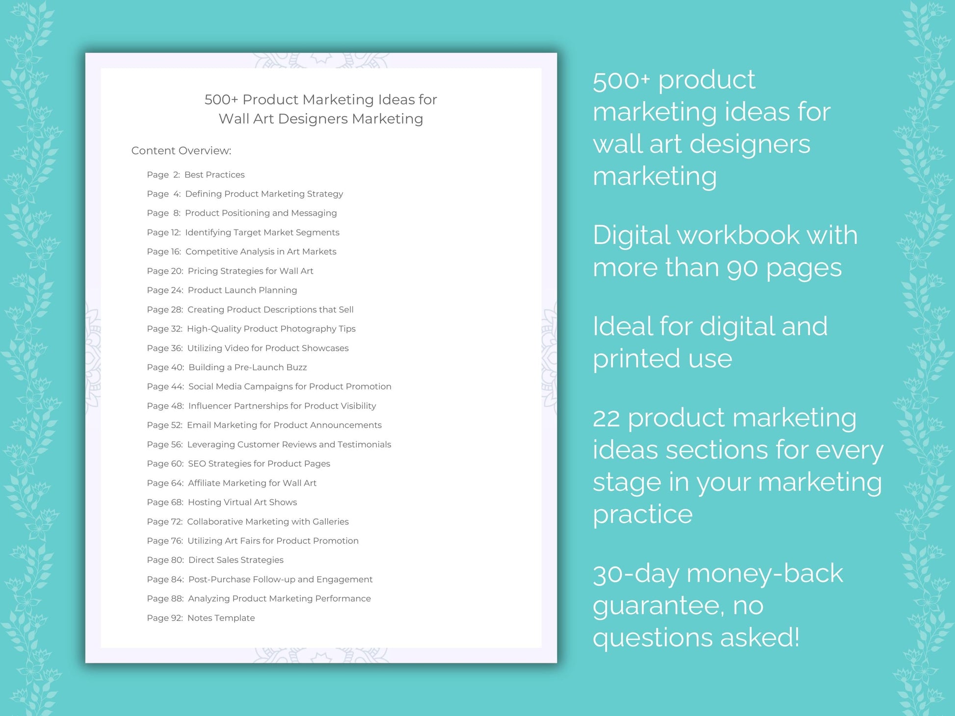 Wall Art Designers Marketing Worksheets