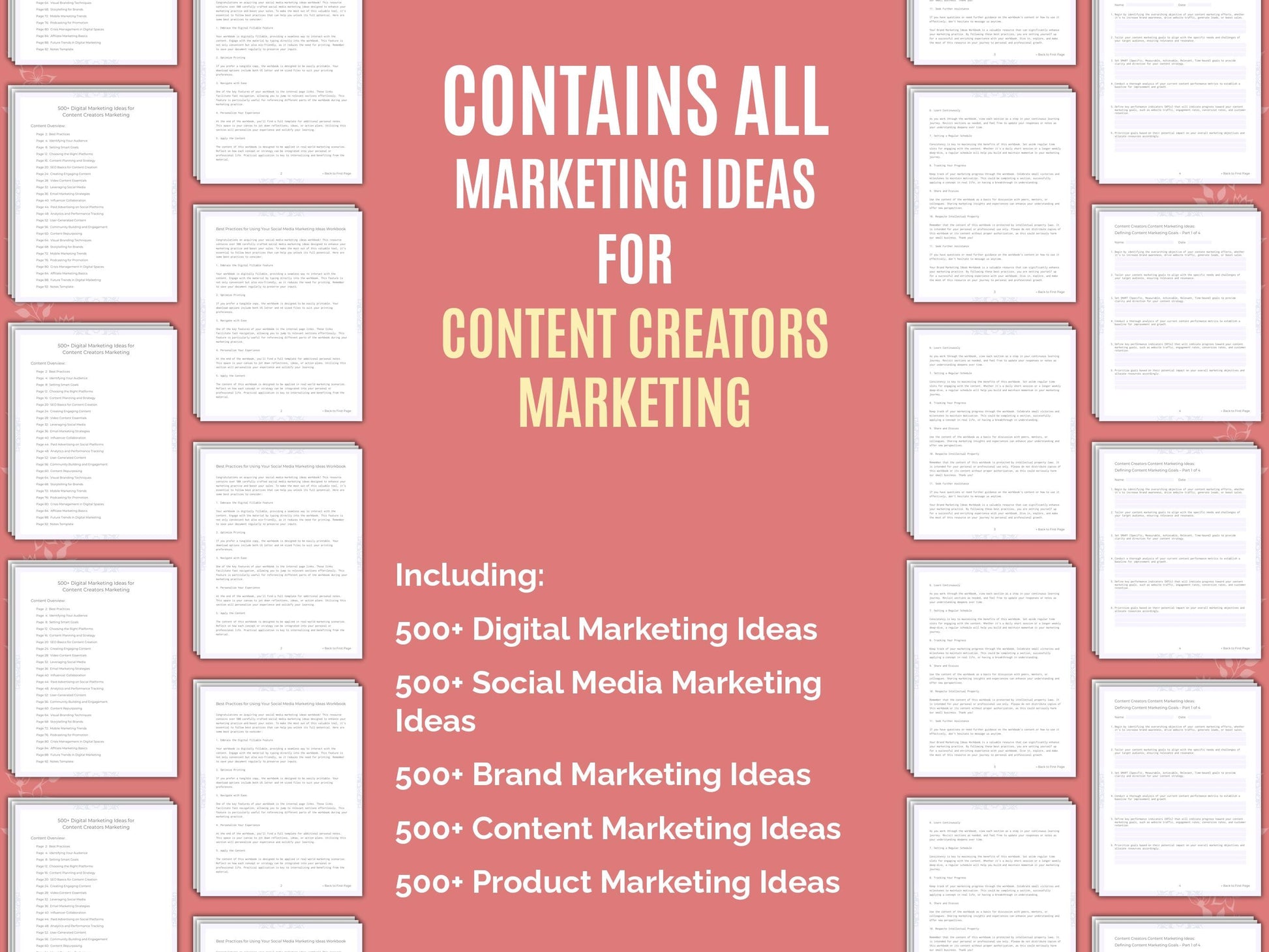 Content Creators Marketing Worksheets