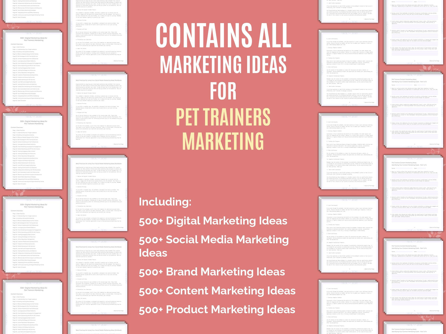 Pet Trainers Marketing Worksheets