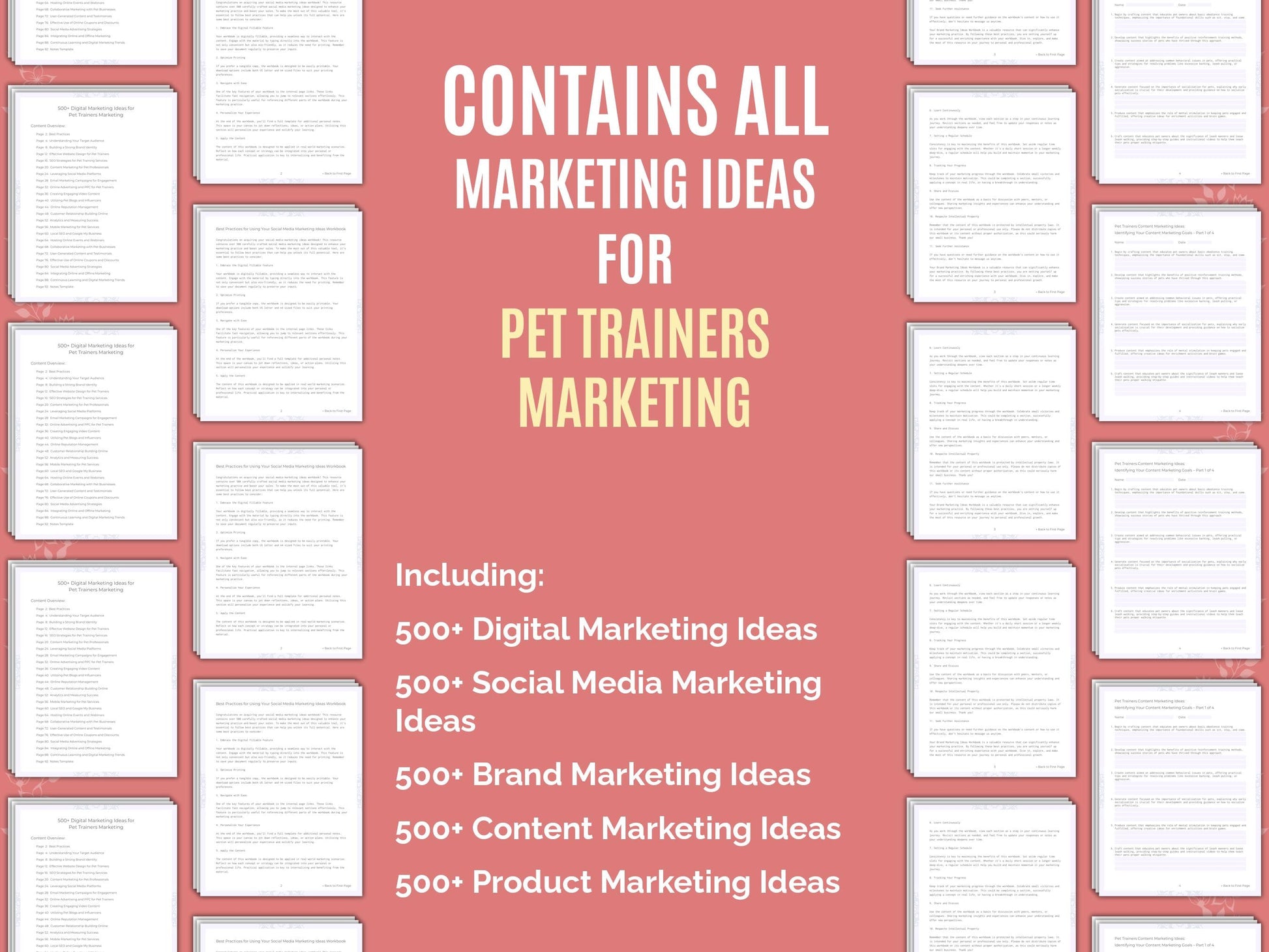 Pet Trainers Marketing Worksheets