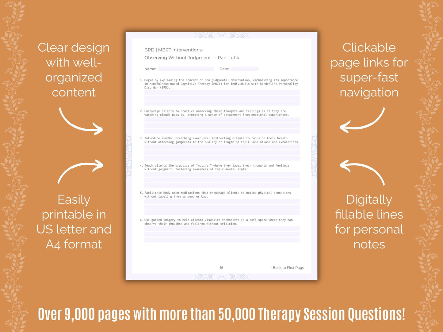 Mindfulness-Based Cognitive Therapy (MBCT) Session Questions Counselor Cheat Sheets