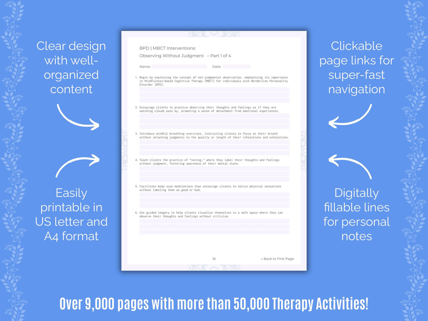 Mindfulness-Based Cognitive Therapy (MBCT) Session Activities Counselor Cheat Sheets