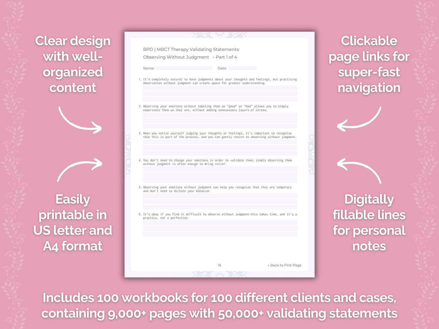 Mindfulness-Based Cognitive Therapy (MBCT) Validating Statements Counselor Cheat Sheets