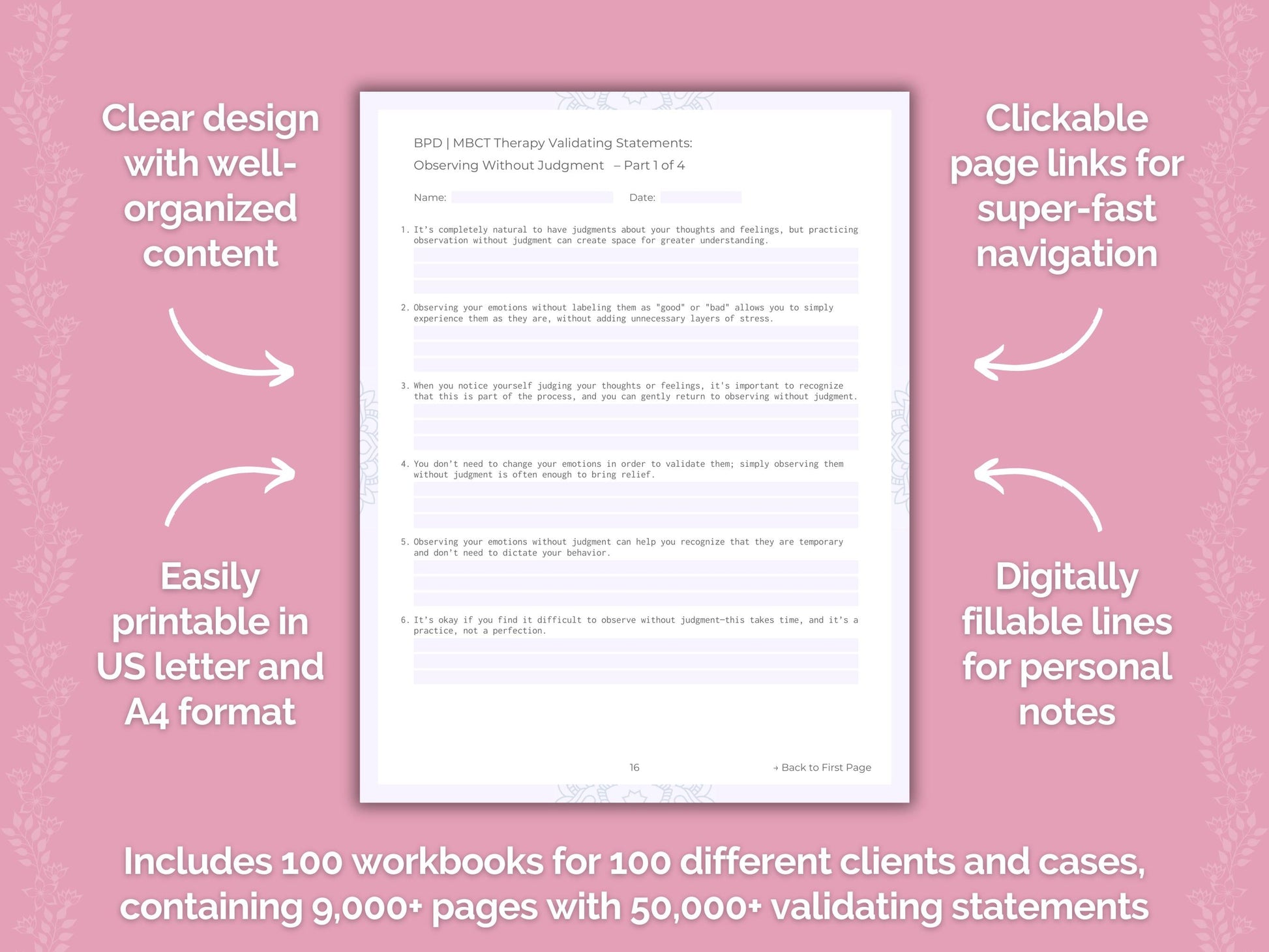 Mindfulness-Based Cognitive Therapy (MBCT) Validating Statements Counselor Cheat Sheets