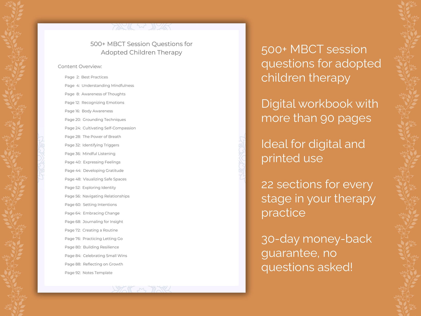 Adopted Children Mindfulness-Based Cognitive Therapy (MBCT) Therapist Worksheets