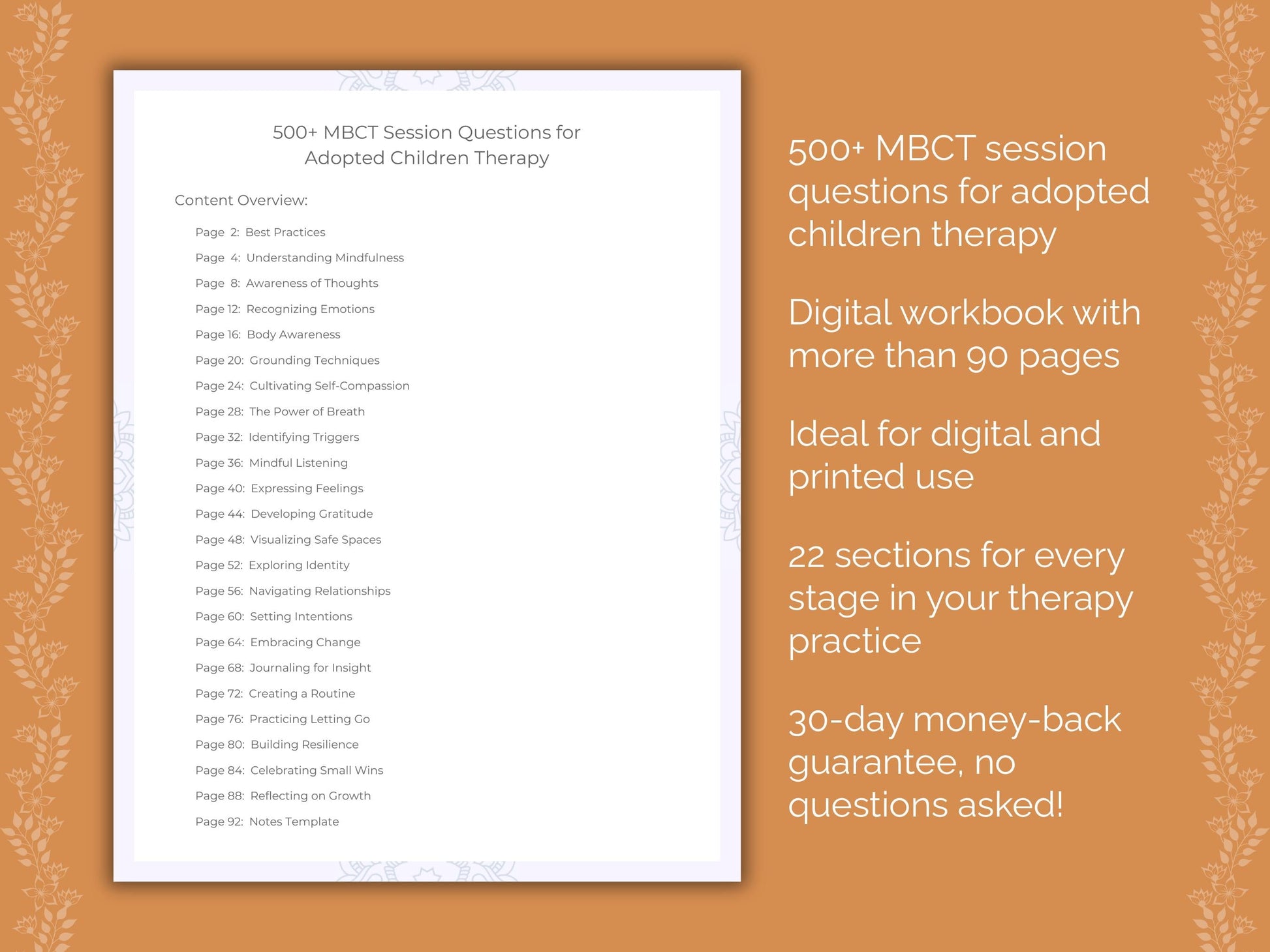 Adopted Children Mindfulness-Based Cognitive Therapy (MBCT) Therapist Worksheets