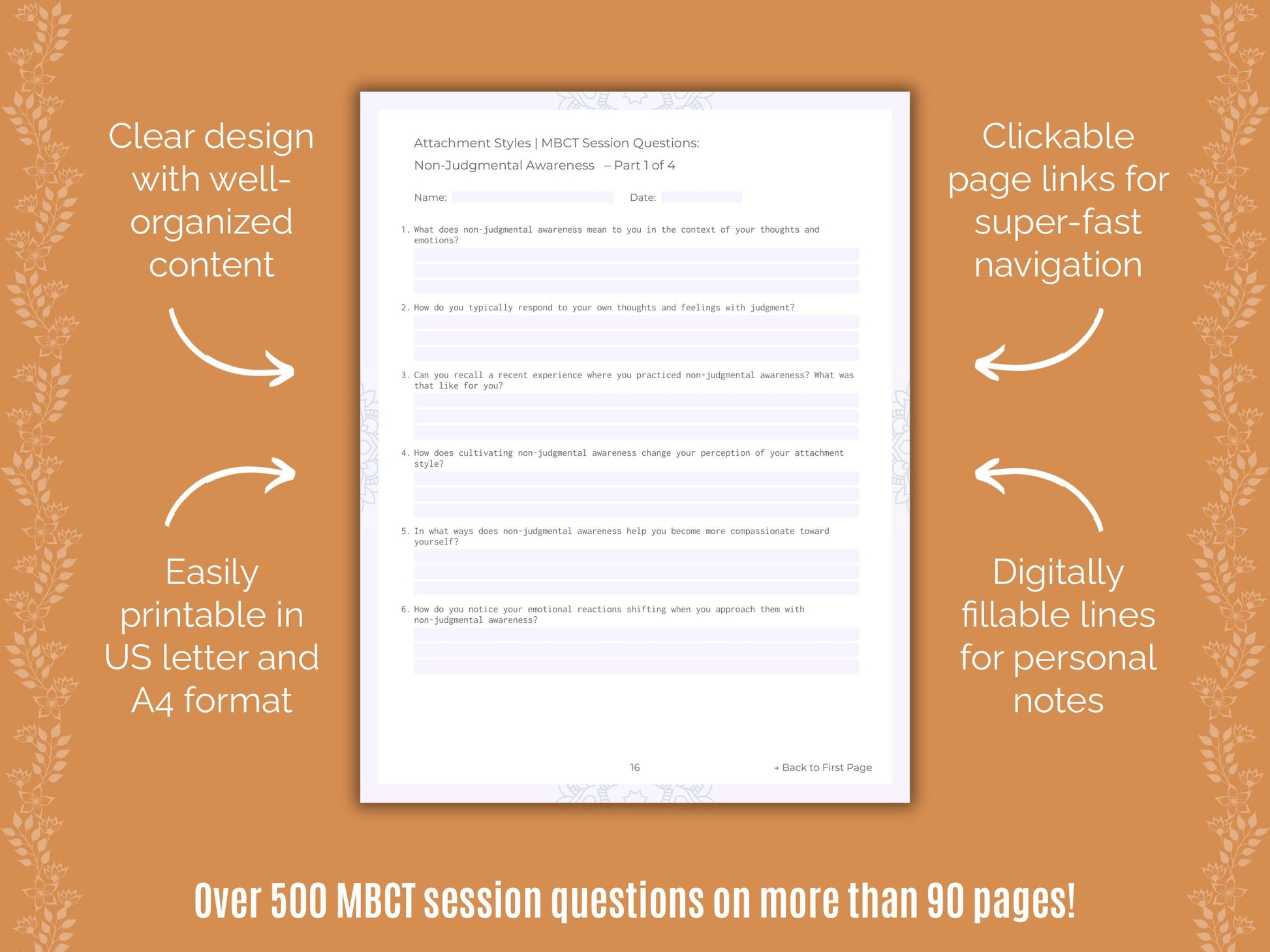 Attachment Styles Mindfulness-Based Cognitive Therapy (MBCT) Counseling Templates