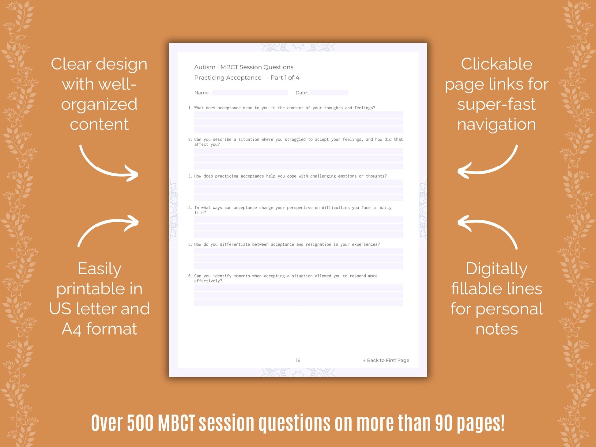 Autism Spectrum Disorder Mindfulness-Based Cognitive Therapy (MBCT) Counseling Templates