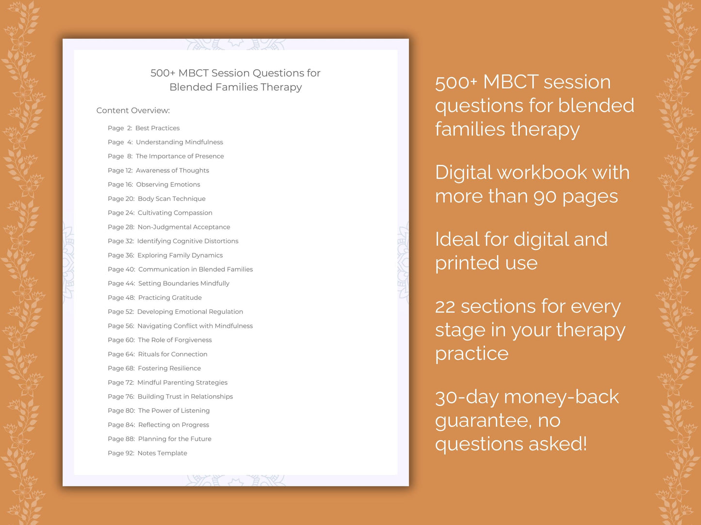 Blended Families Mindfulness-Based Cognitive Therapy (MBCT) Therapist Worksheets