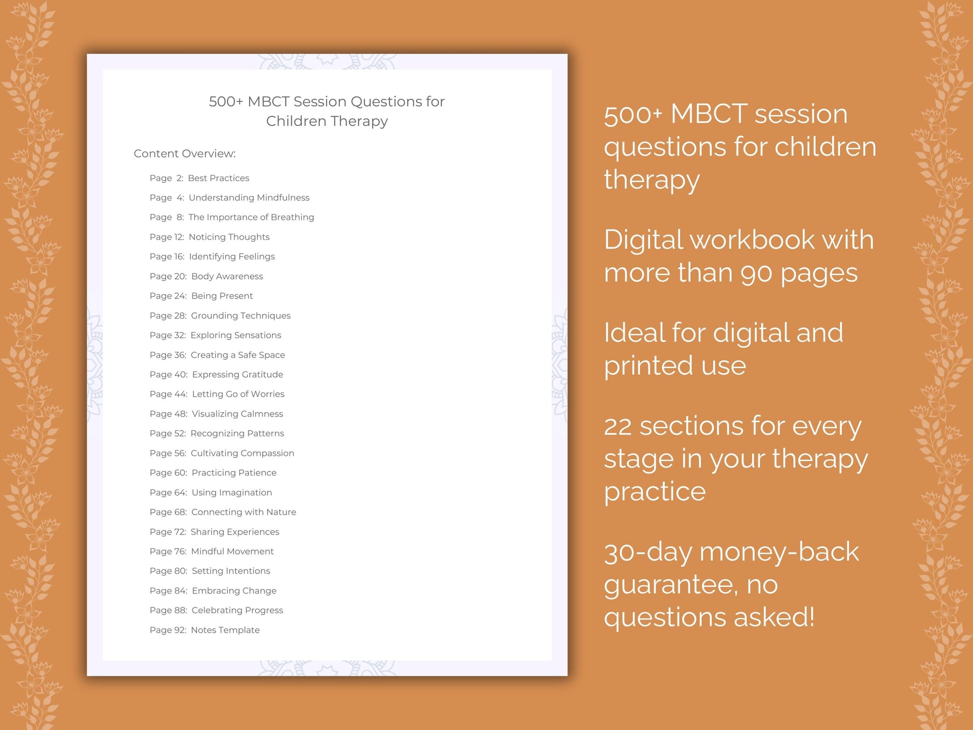 Children Mindfulness-Based Cognitive Therapy (MBCT) Therapist Worksheets