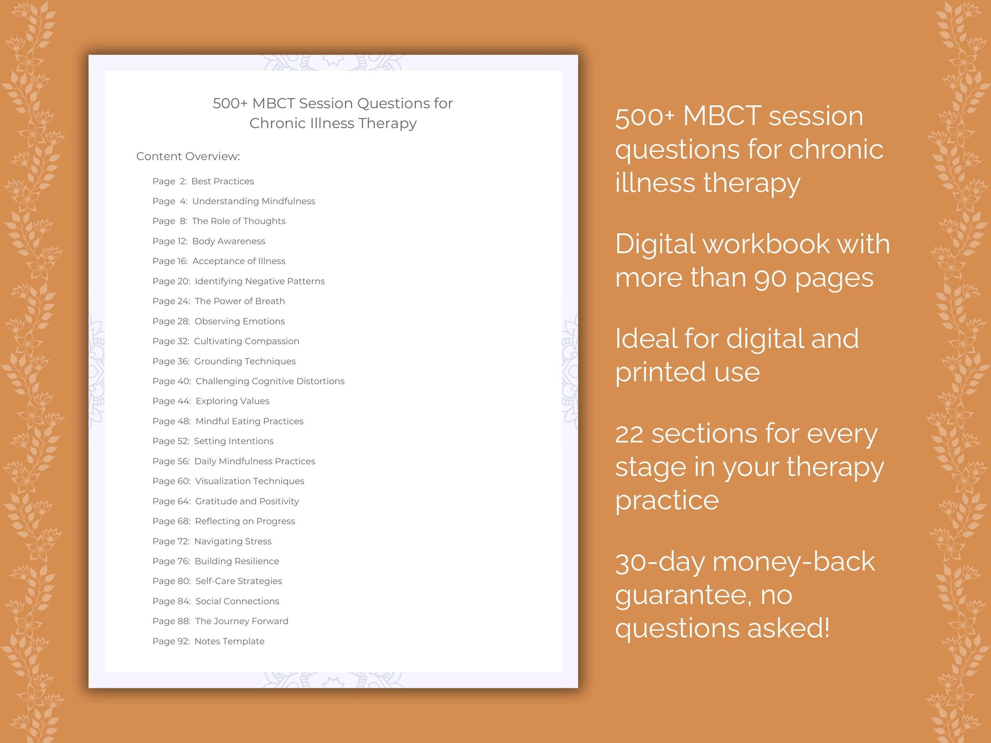 Chronic Illness Mindfulness-Based Cognitive Therapy (MBCT) Therapist Worksheets