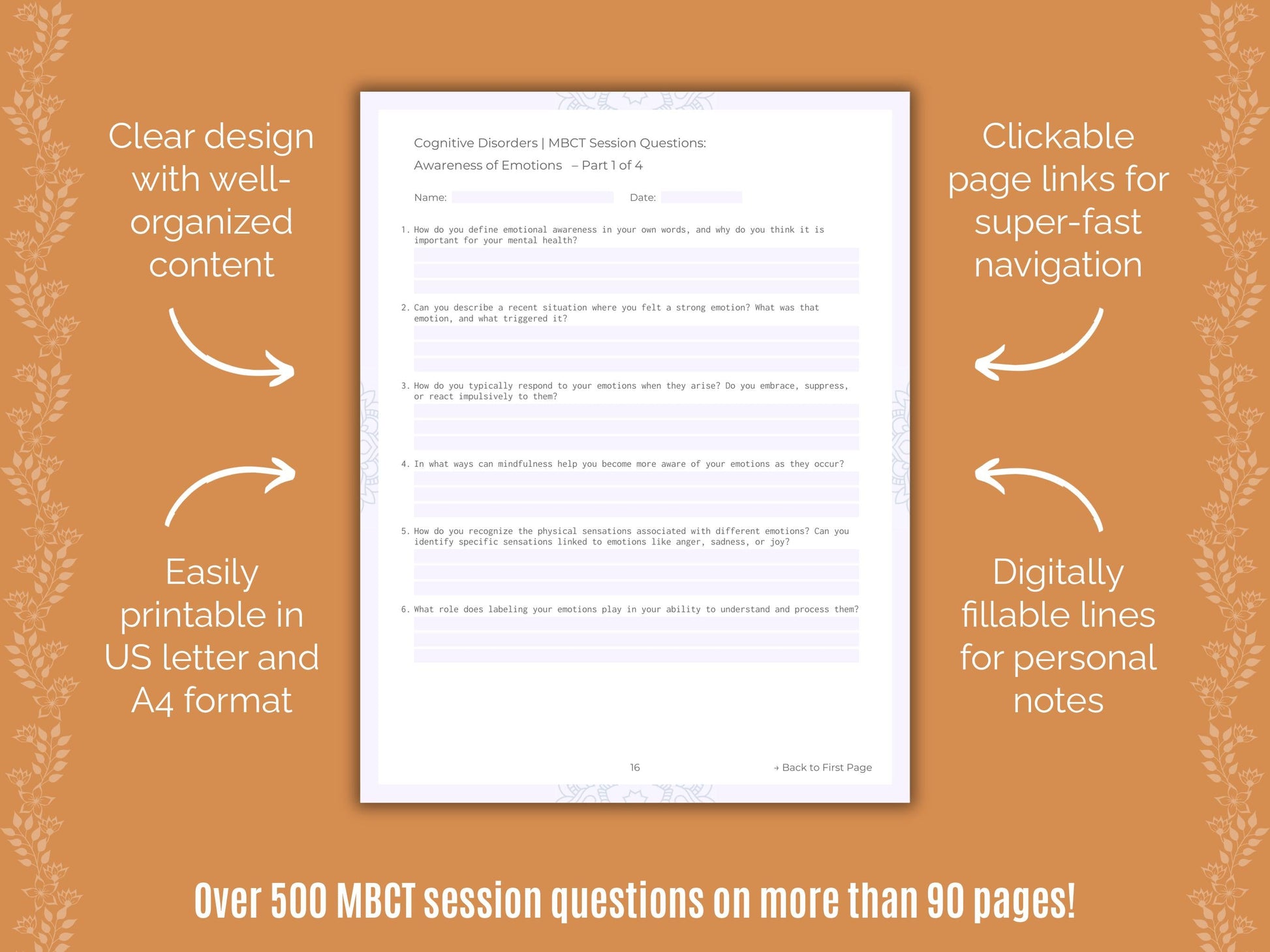 Cognitive Disorders Mindfulness-Based Cognitive Therapy (MBCT) Counseling Templates