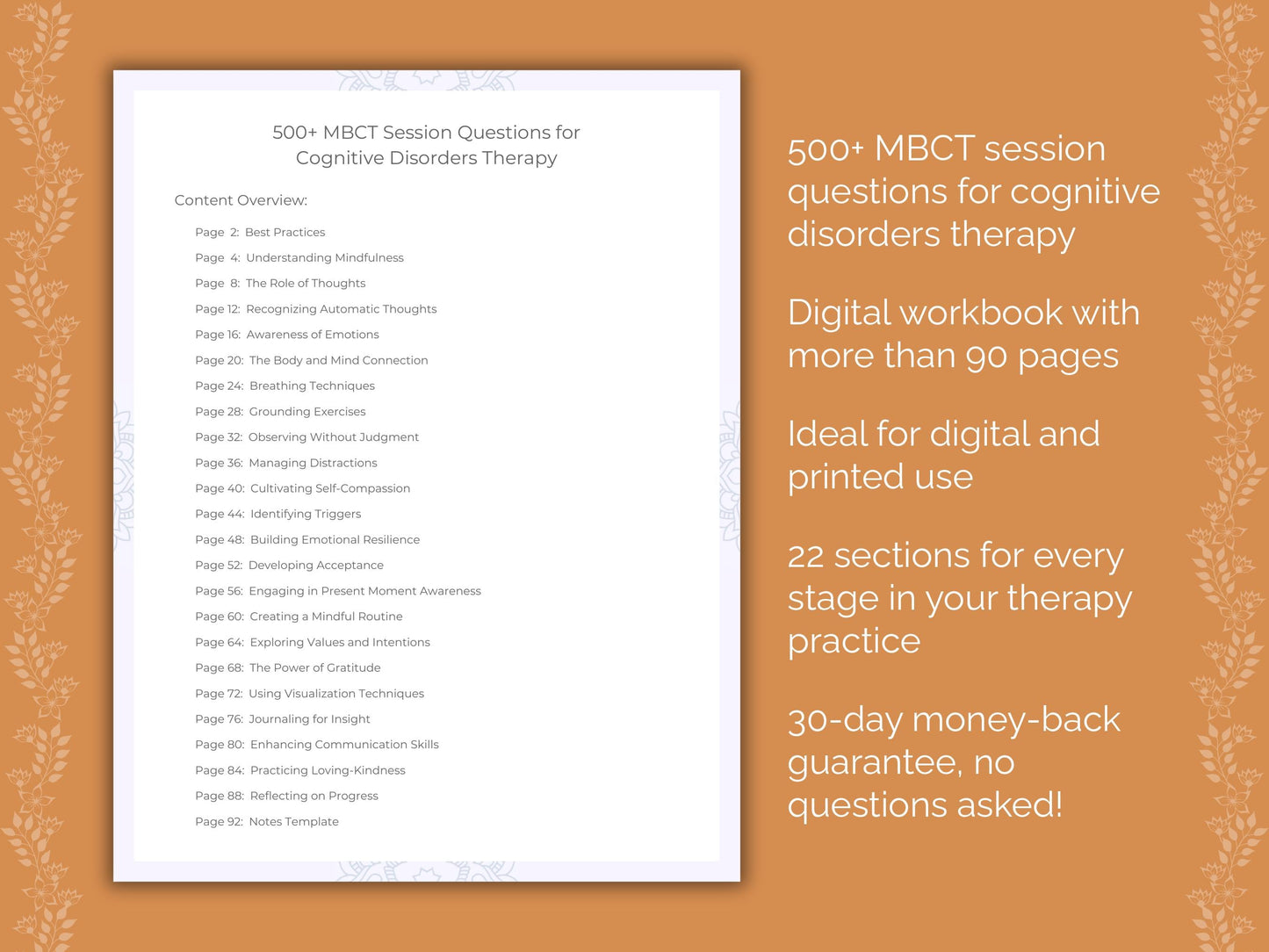 Cognitive Disorders Mindfulness-Based Cognitive Therapy (MBCT) Therapist Worksheets