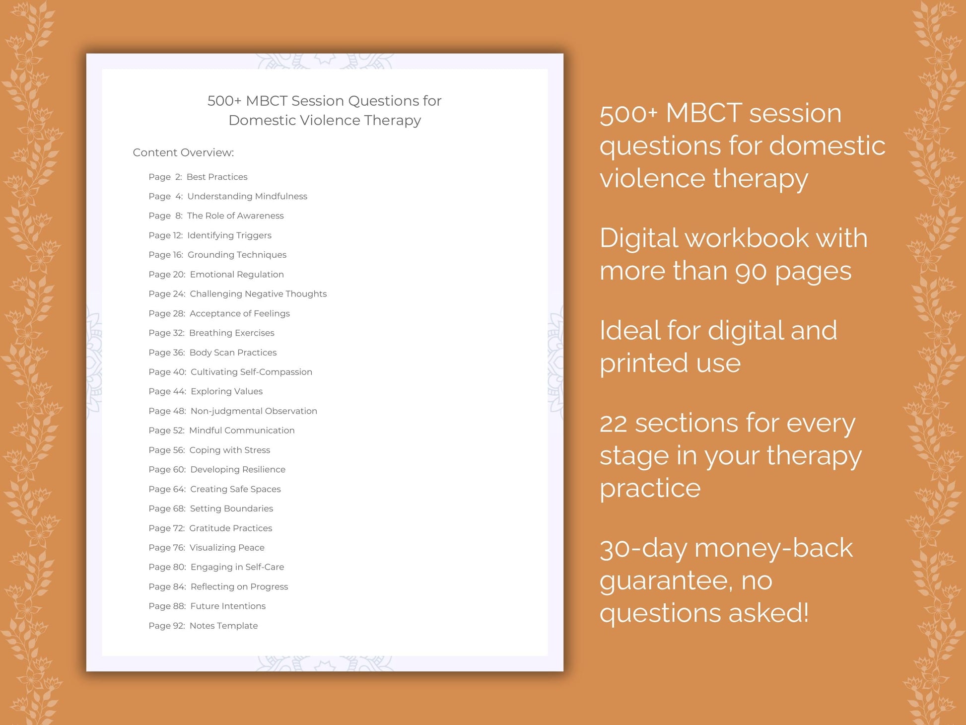 Domestic Violence Mindfulness-Based Cognitive Therapy (MBCT) Therapist Worksheets