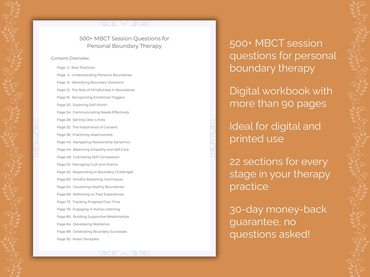 Personal Boundary Mindfulness-Based Cognitive Therapy (MBCT) Therapist Worksheets