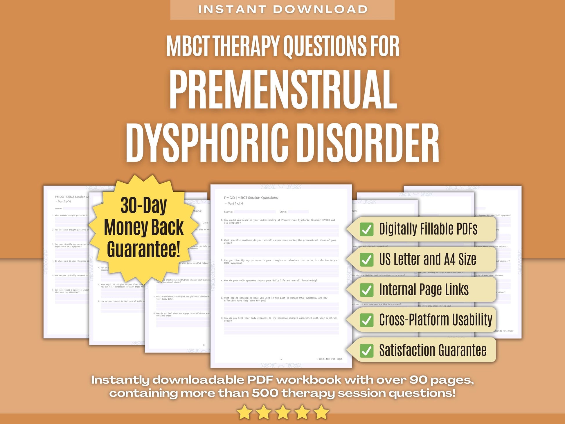 Premenstrual Dysphoric Disorder Mindfulness-Based Cognitive Therapy (MBCT) Psychology Workbooks