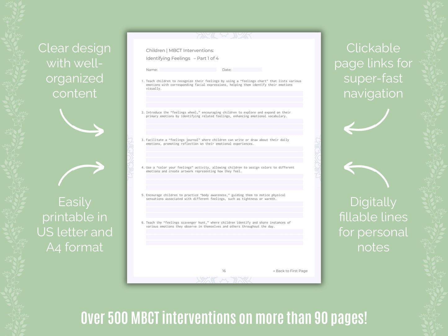 Children Mindfulness-Based Cognitive Therapy (MBCT) Counseling Templates