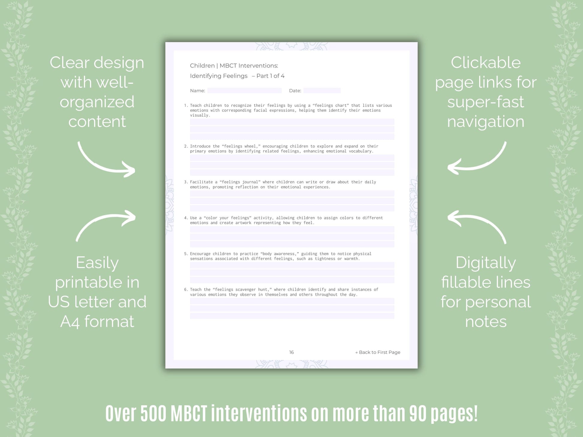 Children Mindfulness-Based Cognitive Therapy (MBCT) Counseling Templates