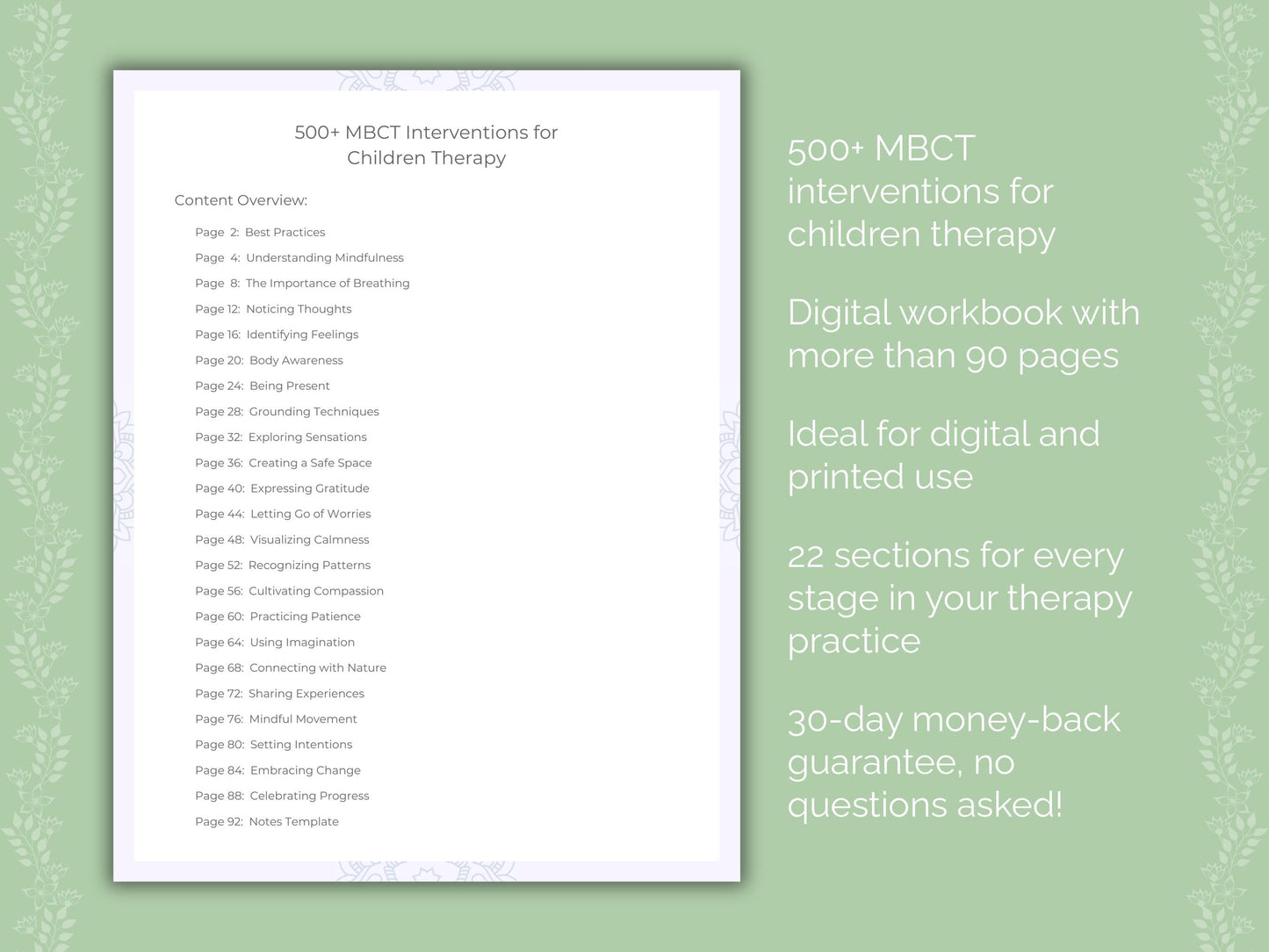 Children Mindfulness-Based Cognitive Therapy (MBCT) Therapist Worksheets