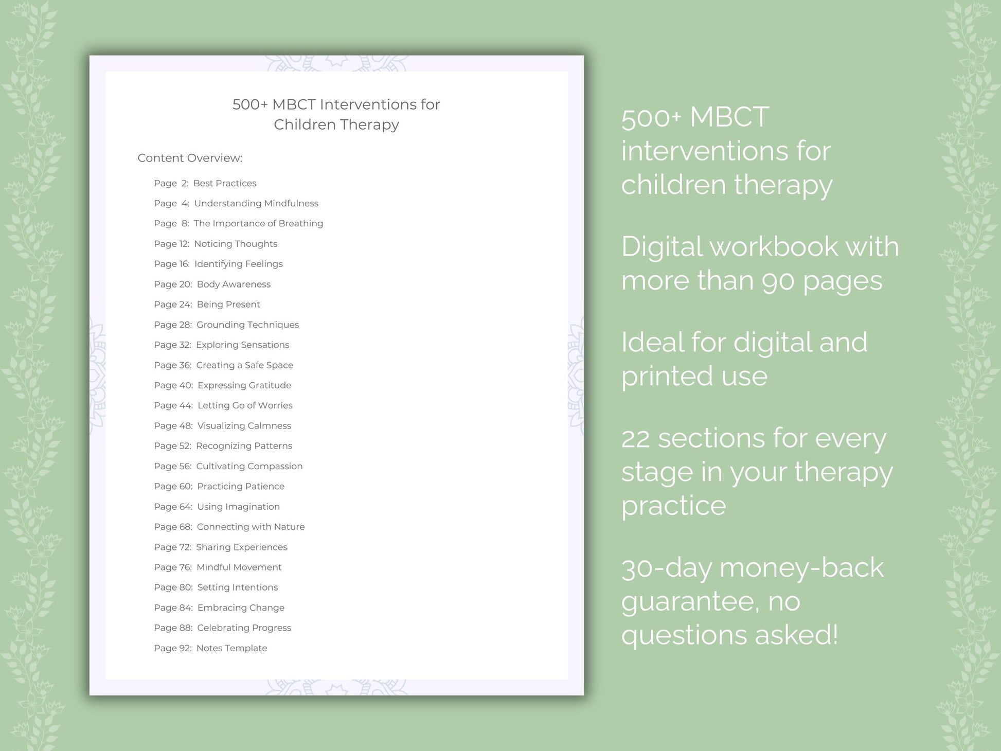 Children Mindfulness-Based Cognitive Therapy (MBCT) Therapist Worksheets