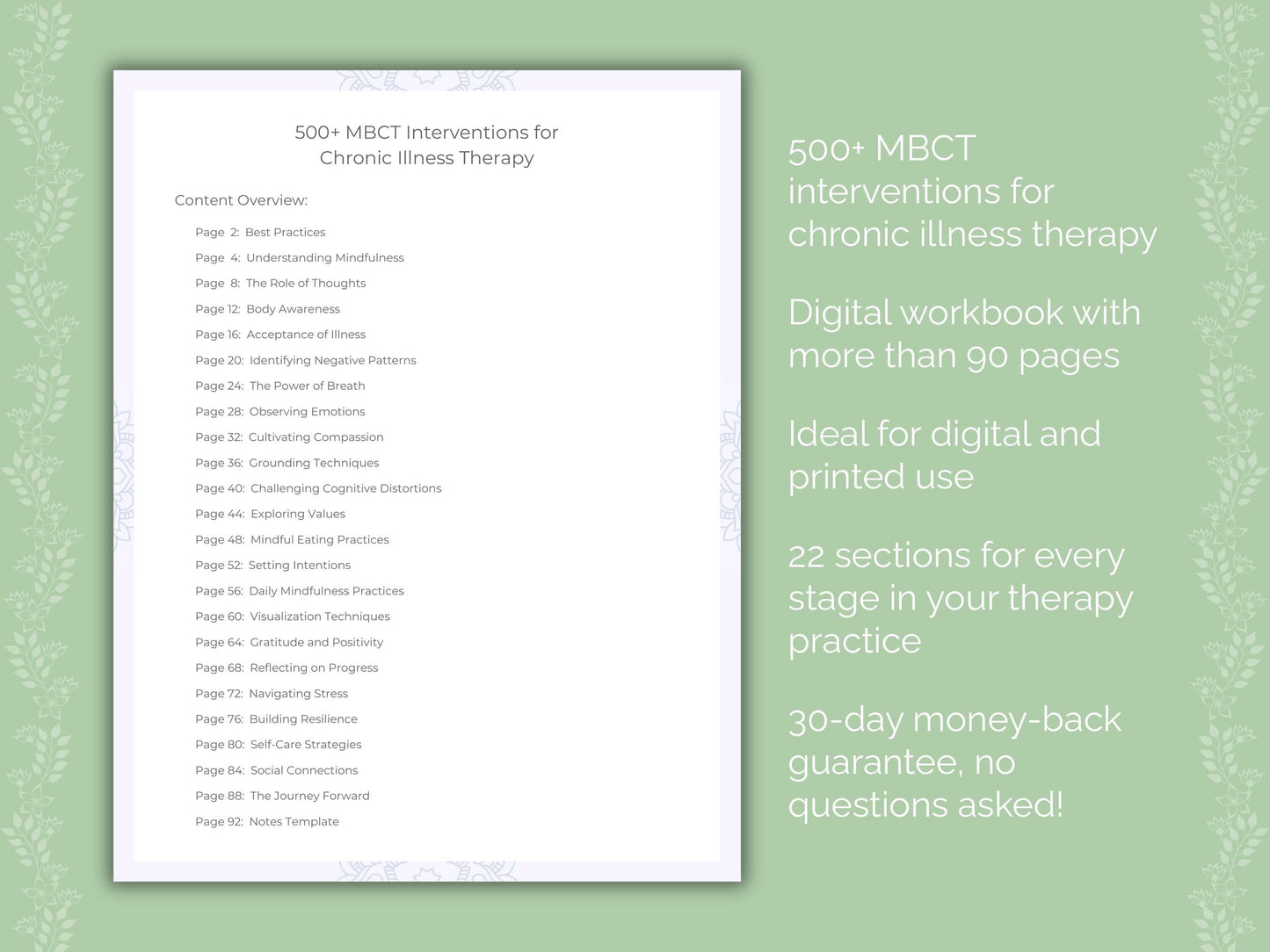 Chronic Illness Mindfulness-Based Cognitive Therapy (MBCT) Therapist Worksheets