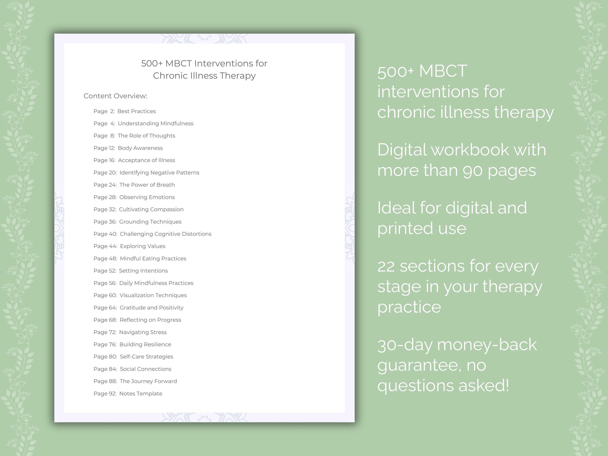 Chronic Illness Mindfulness-Based Cognitive Therapy (MBCT) Therapist Worksheets