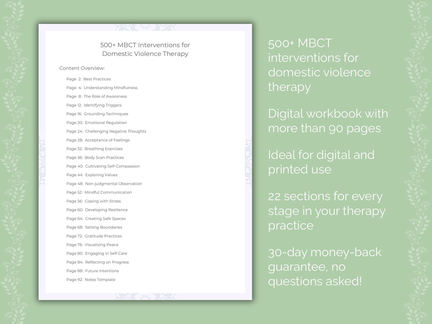 Domestic Violence Mindfulness-Based Cognitive Therapy (MBCT) Therapist Worksheets