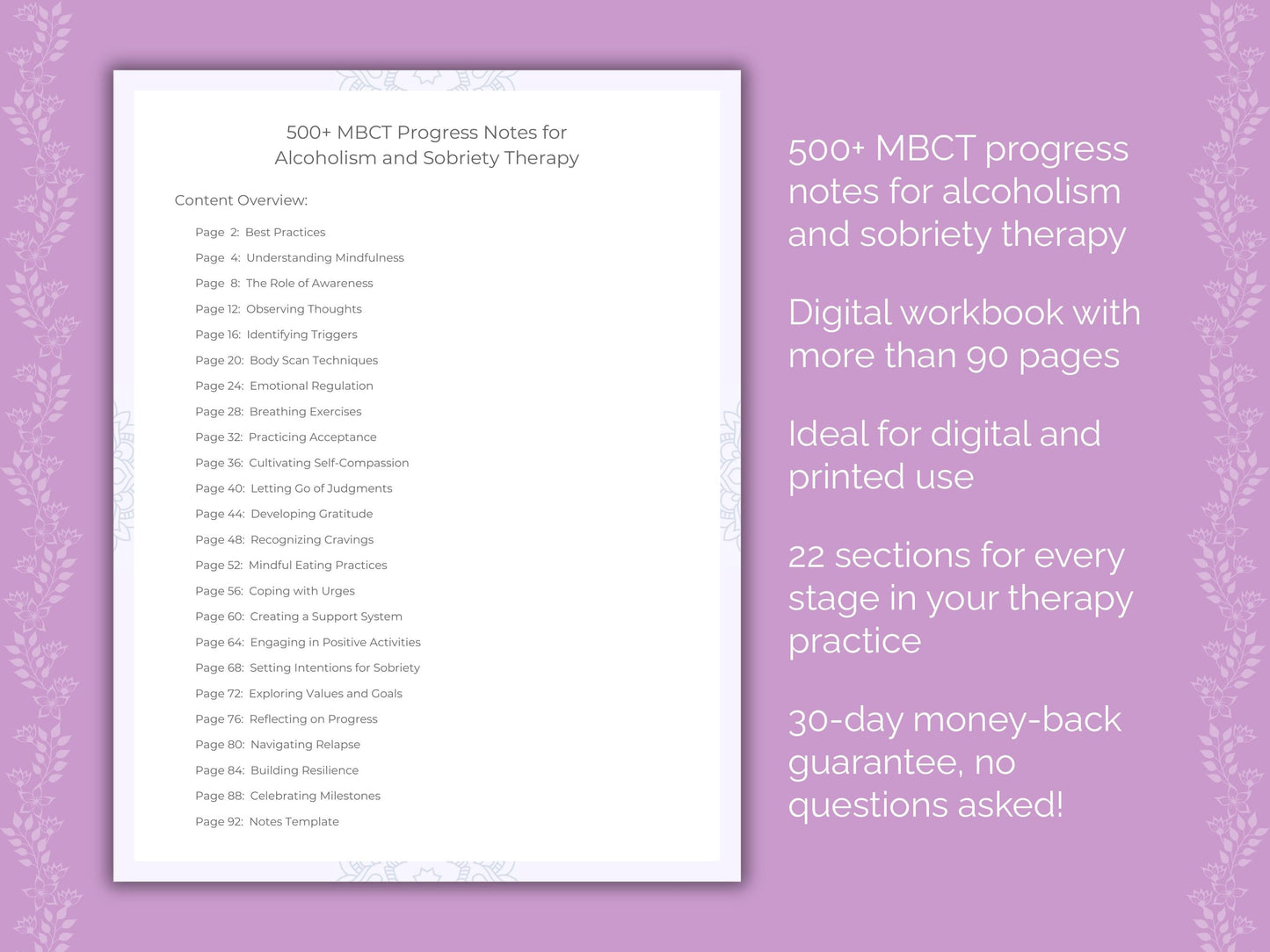 Alcoholism and Sobriety Mindfulness-Based Cognitive Therapy (MBCT) Therapist Worksheets