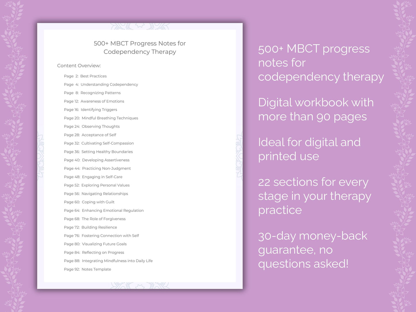 Codependency Mindfulness-Based Cognitive Therapy (MBCT) Therapist Worksheets