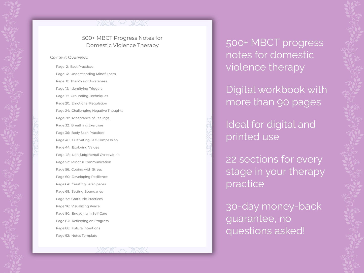 Domestic Violence Mindfulness-Based Cognitive Therapy (MBCT) Therapist Worksheets