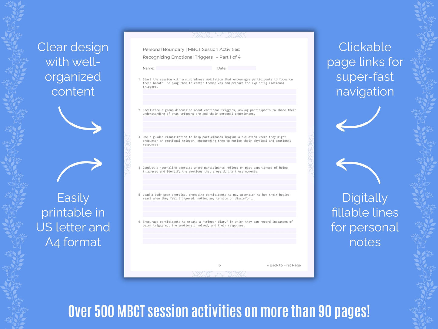 Personal Boundary Mindfulness-Based Cognitive Therapy (MBCT) Counseling Templates