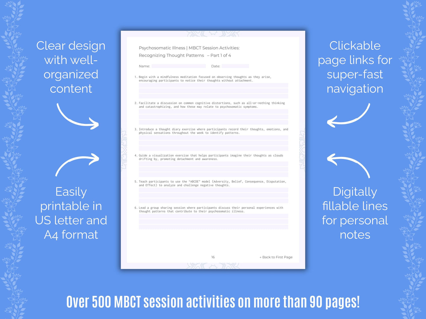 Psychosomatic Illness Mindfulness-Based Cognitive Therapy (MBCT) Counseling Templates