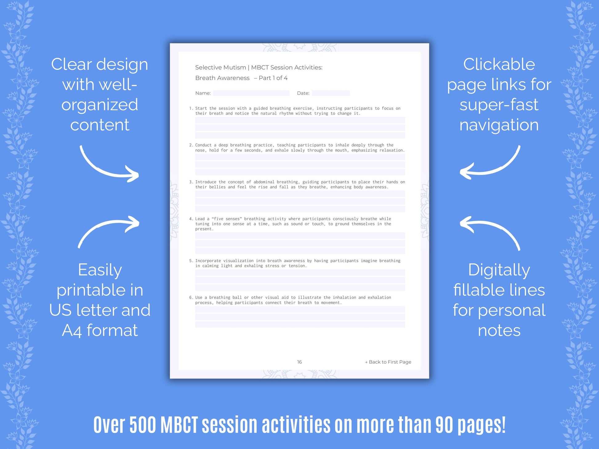 Selective Mutism Mindfulness-Based Cognitive Therapy (MBCT) Counseling Templates