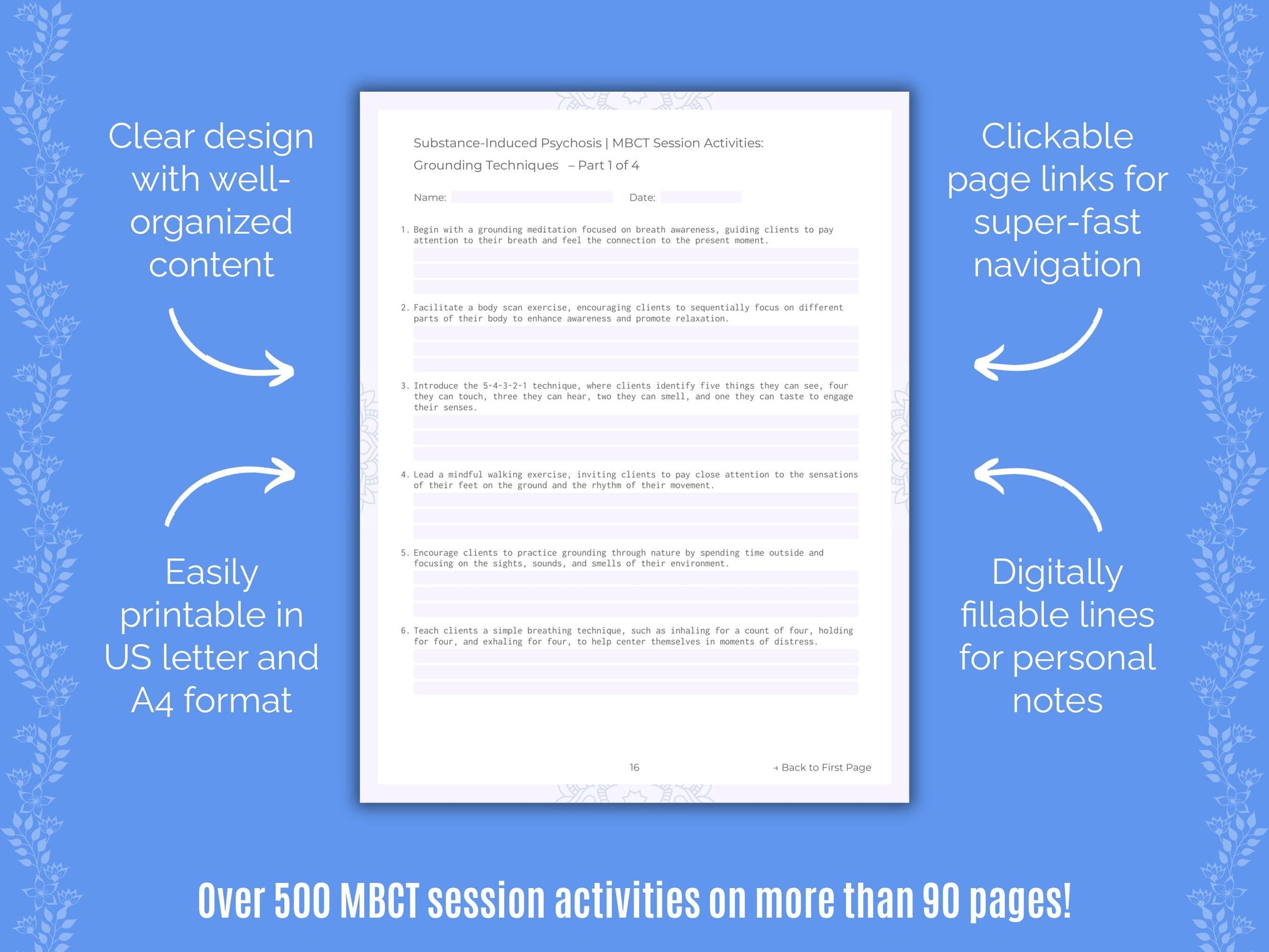 Substance-Induced Psychosis Mindfulness-Based Cognitive Therapy (MBCT) Counseling Templates