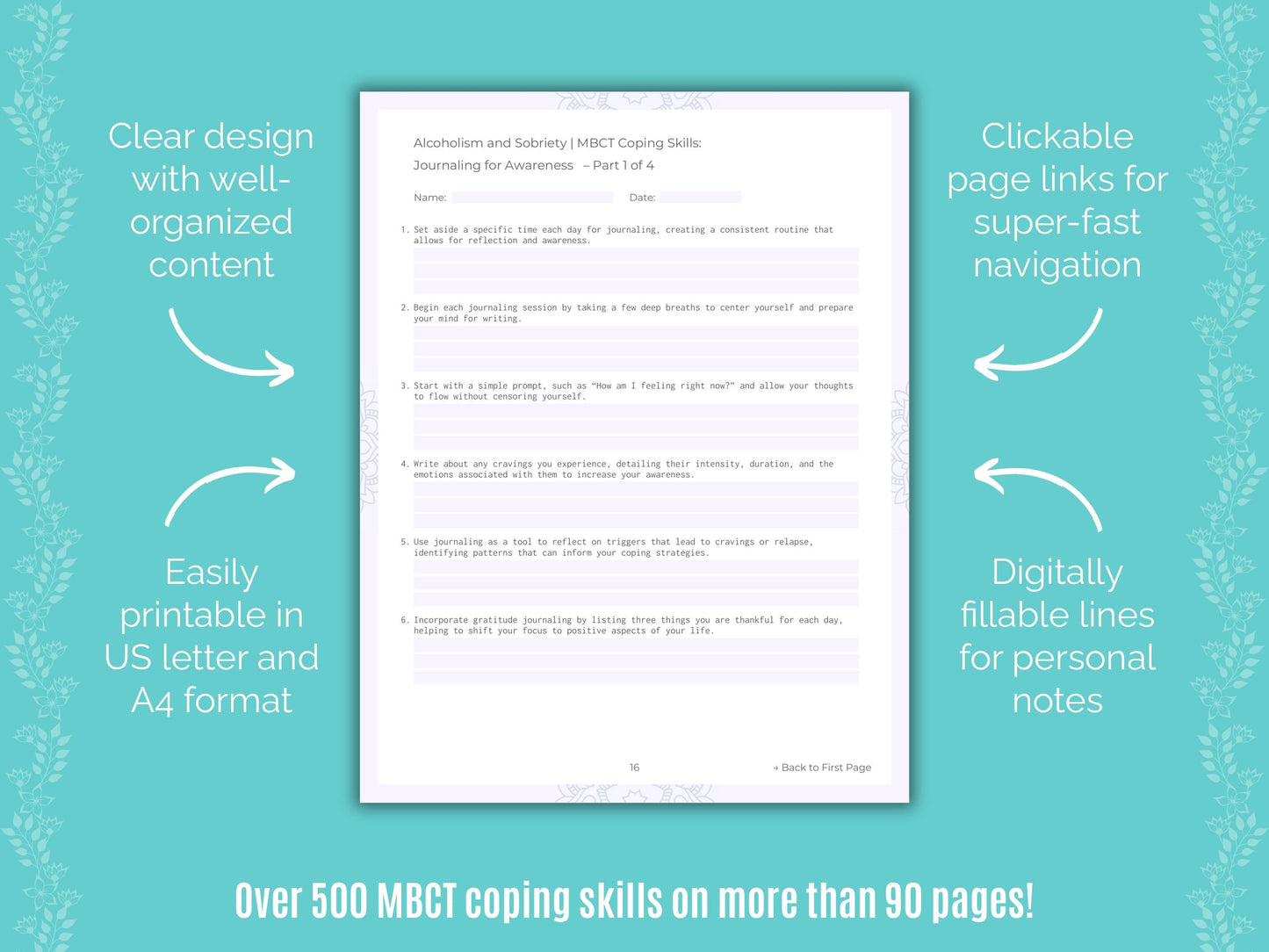 Alcoholism and Sobriety Mindfulness-Based Cognitive Therapy (MBCT) Counseling Templates